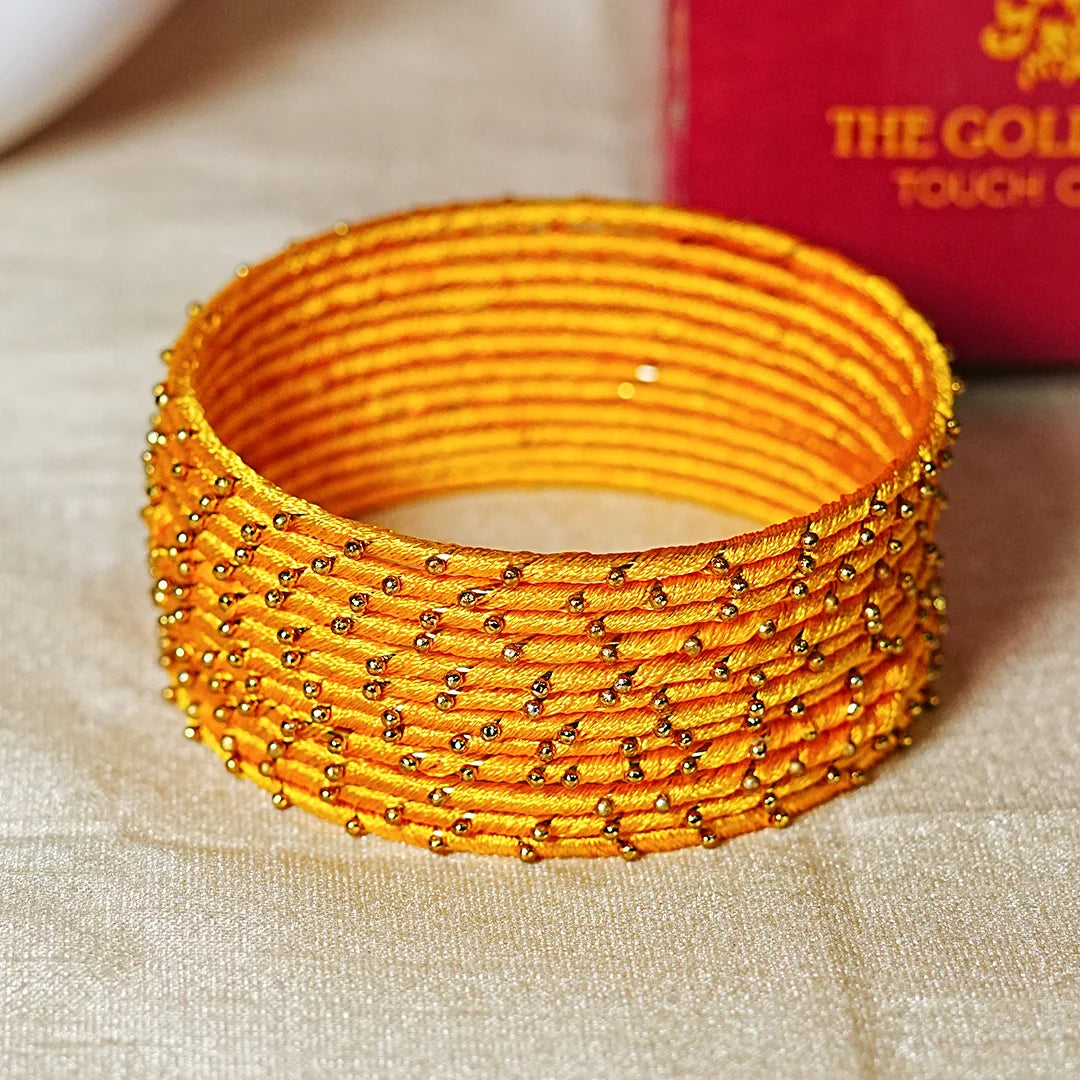 Metal Base with Premium Thread Work Bangles for Women & Girls (Pack of 12 Bangle)