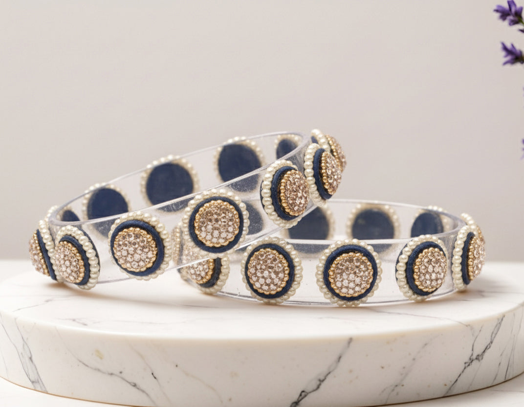 Stylish Transparent Glass Kada for Women & Girls – (Pack of 2)