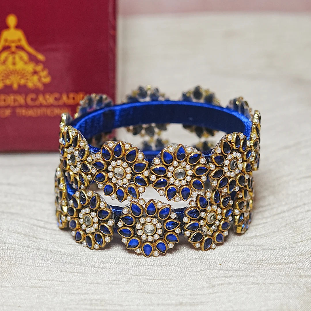 Premium Kundan Work Floral Thread Kada Bangle for Women & Girls (Pack of 2)