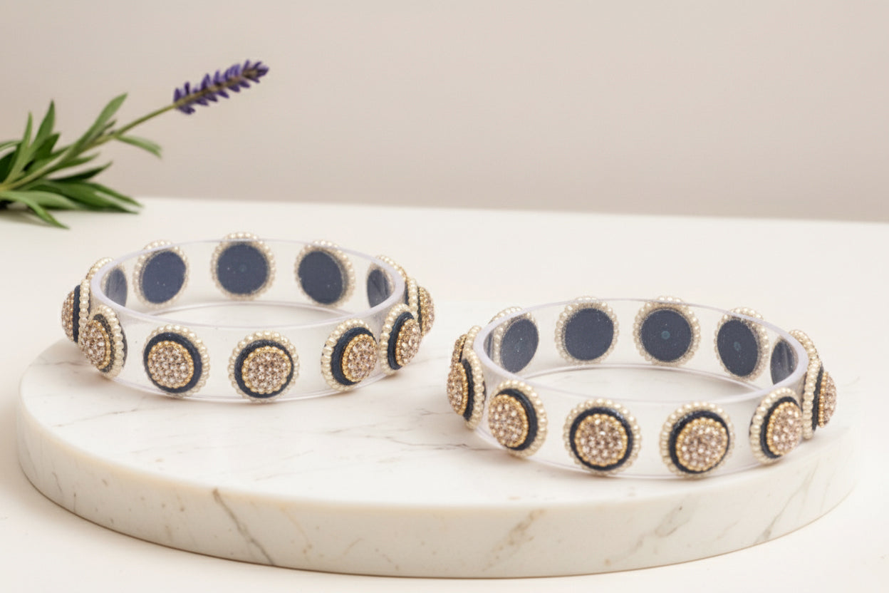 Stylish Transparent Glass Kada for Women & Girls – (Pack of 2)