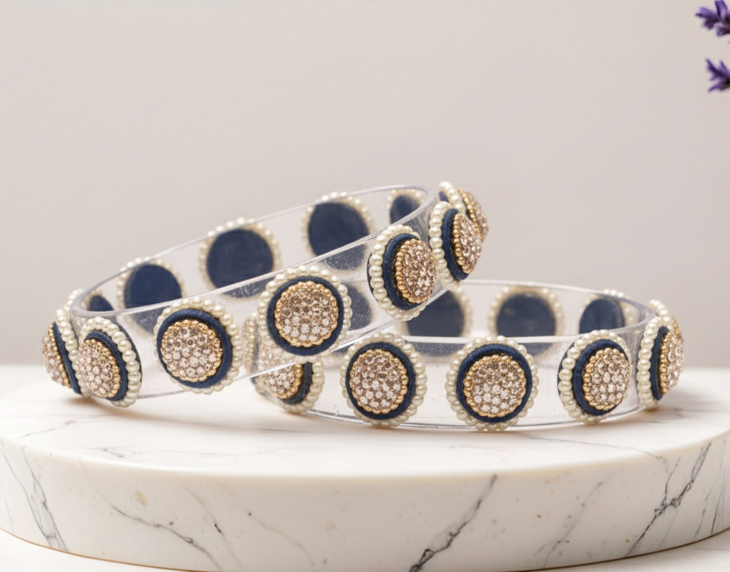 Stylish Transparent Glass Kada for Women & Girls – (Pack of 2)