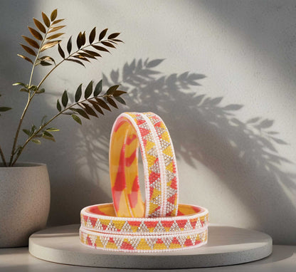 Handmade Multicolor Shade Glass Kada for Women & Girls (Pack of 4)