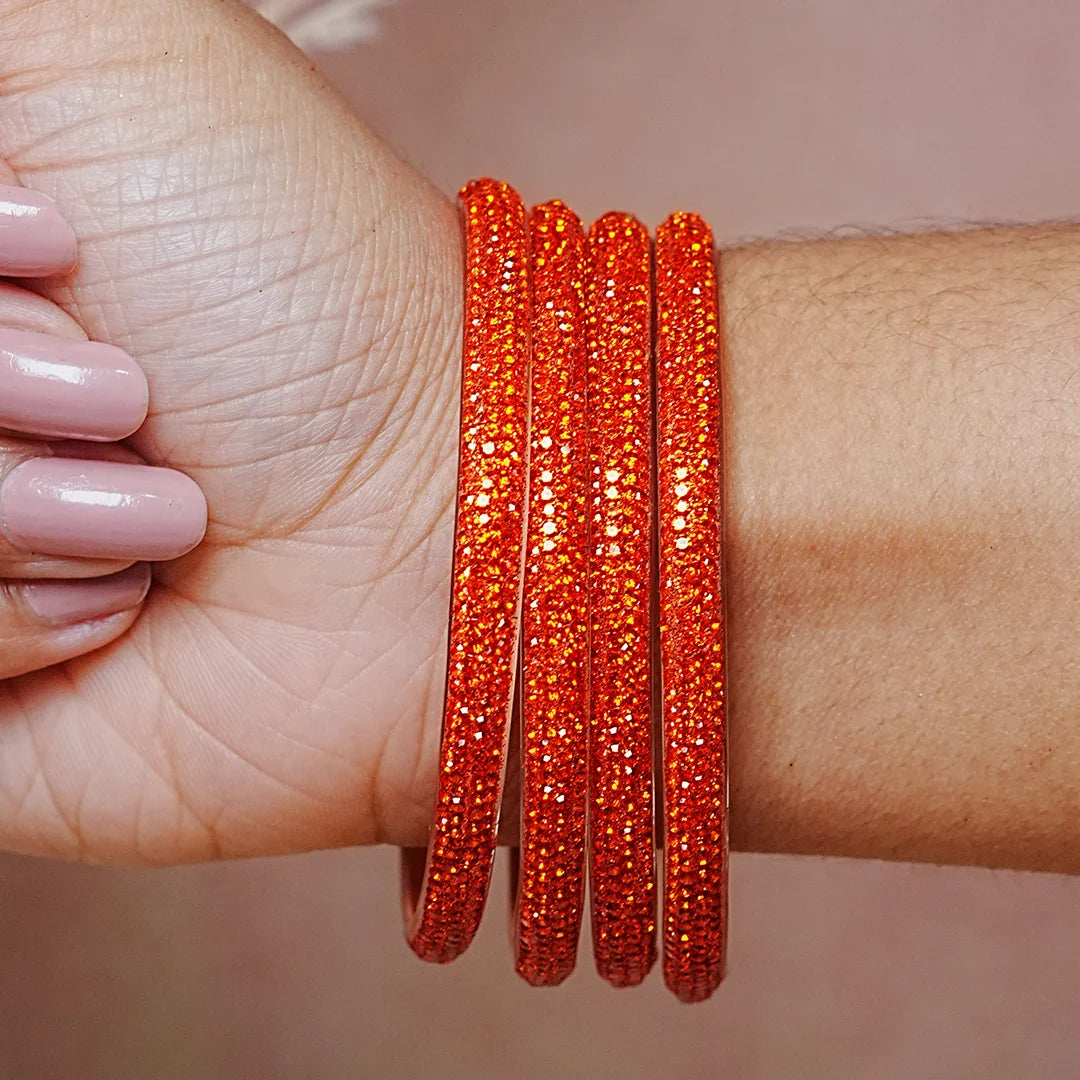 Handmade Designer Beads Work Glass Kada Bangles for Women & Girls (Pack of 4)