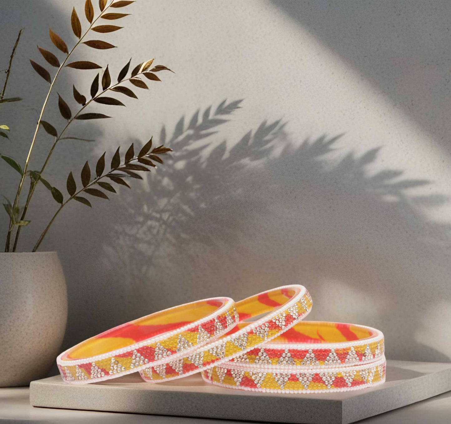 Handmade Multicolor Shade Glass Kada for Women & Girls (Pack of 4)