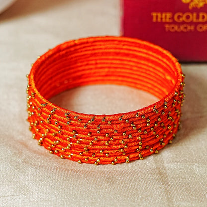 Metal Base with Premium Thread Work Bangles for Women & Girls (Pack of 12 Bangle)