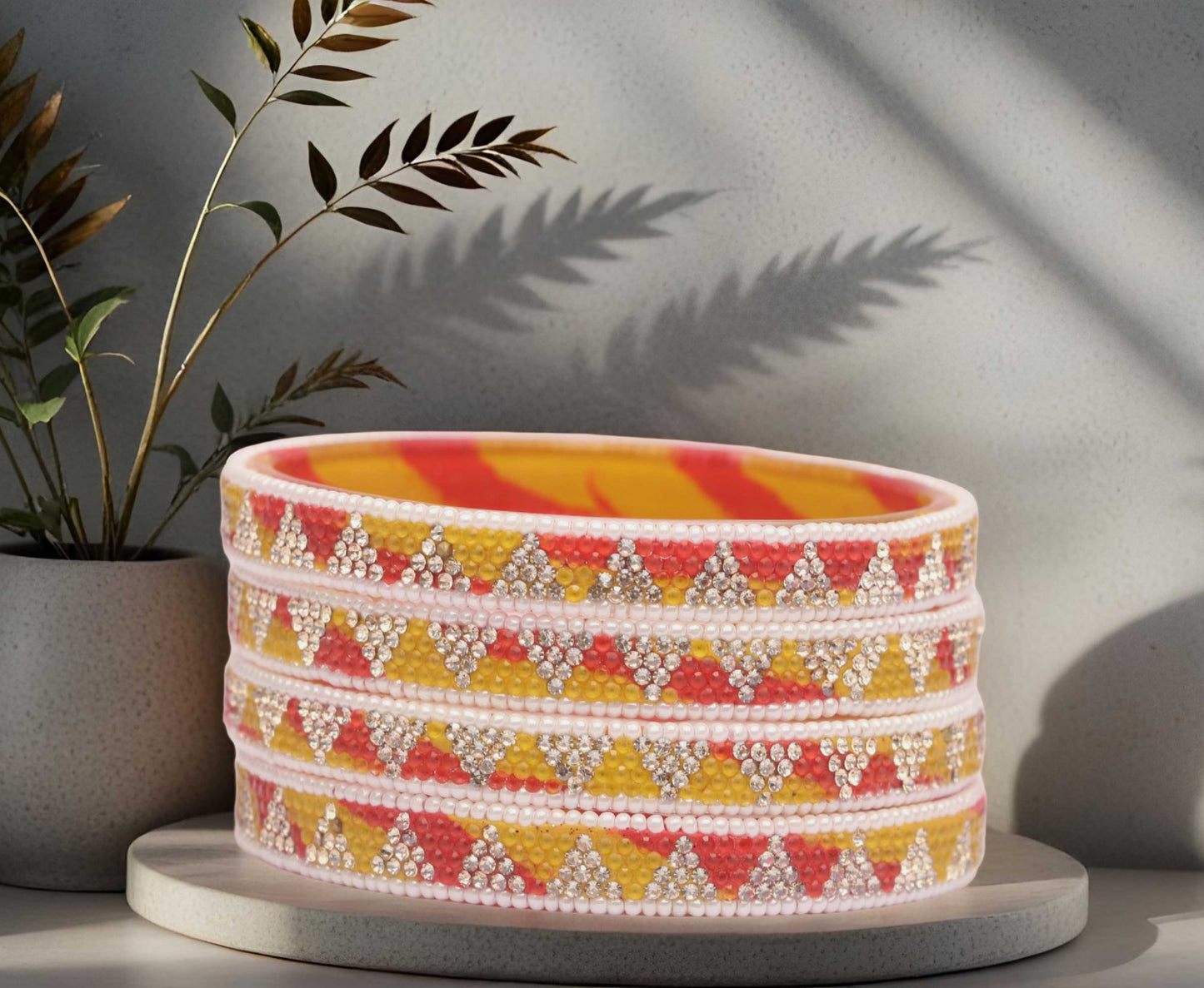 Handmade Multicolor Shade Glass Kada for Women & Girls (Pack of 4)