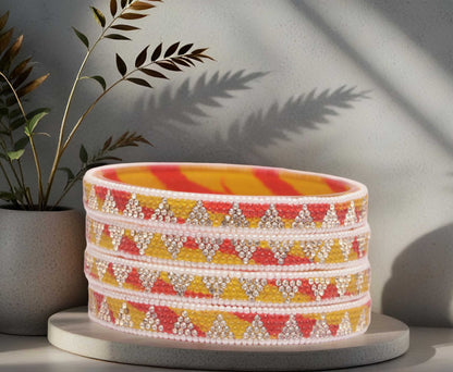 Handmade Multicolor Shade Glass Kada for Women & Girls (Pack of 4)