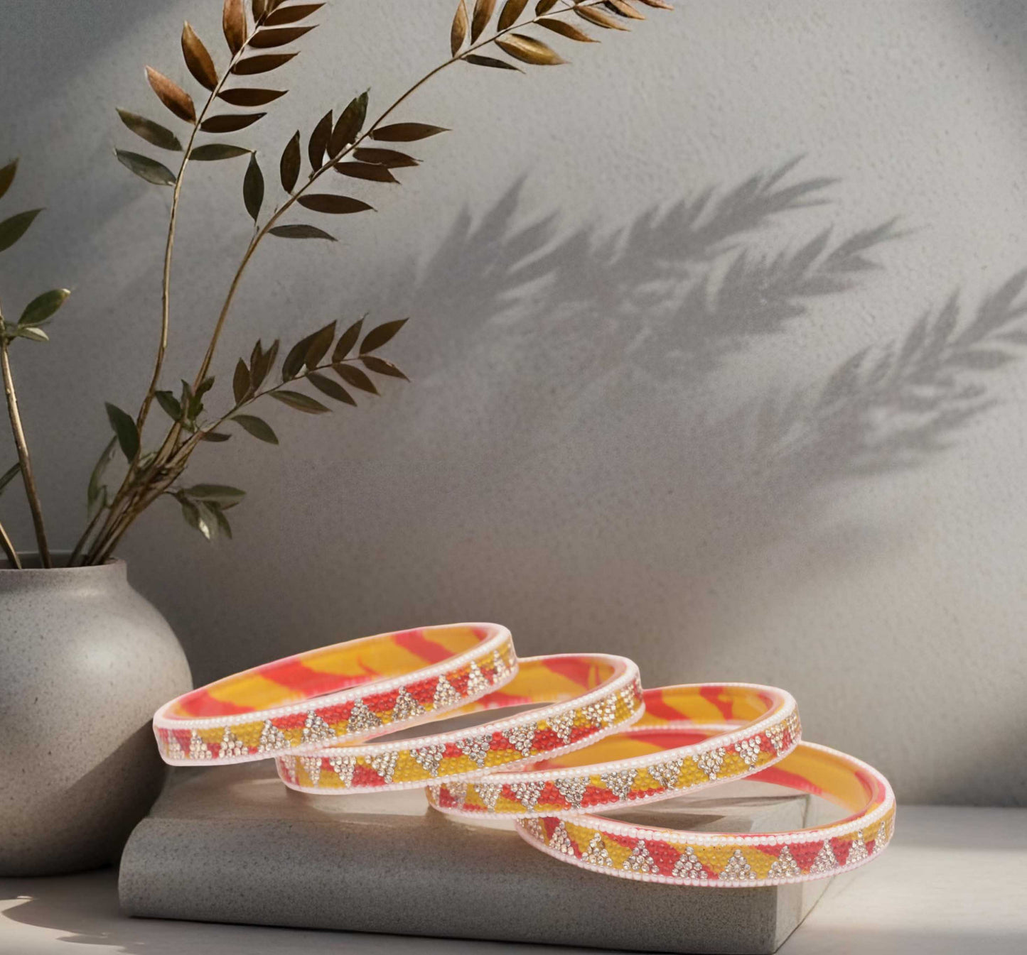 Handmade Multicolor Shade Glass Kada for Women & Girls (Pack of 4)