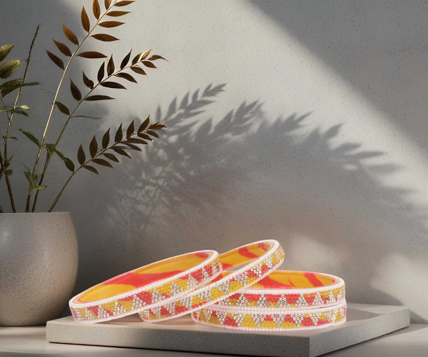 Handmade Multicolor Shade Glass Kada for Women & Girls (Pack of 4)