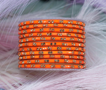 Multiple Color Glass Bangles with Beads Studded for Women & Girls (Pack of 12 Bangles)