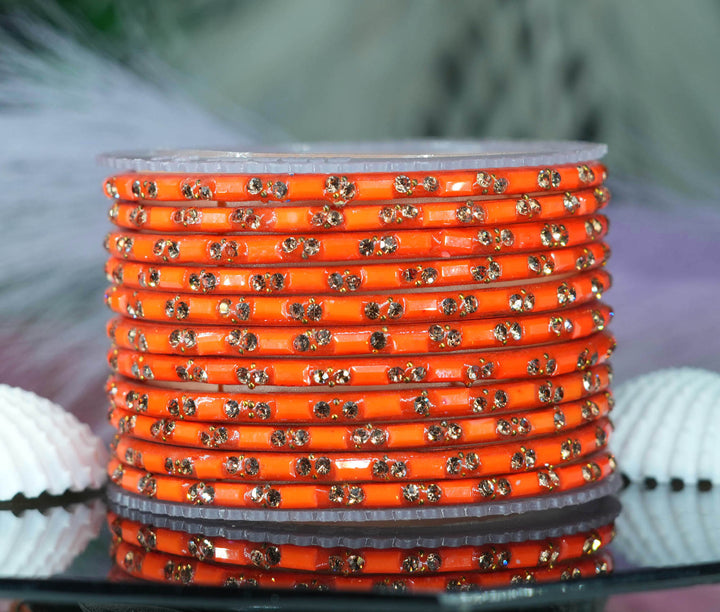 Multiple Color Glass Bangles with Beads Studded for Women & Girls (Pack of 12)