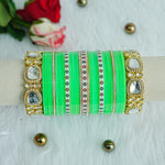 Parrot Green Traditional Wedding Bridal Chura Set for Women (Both Hands)