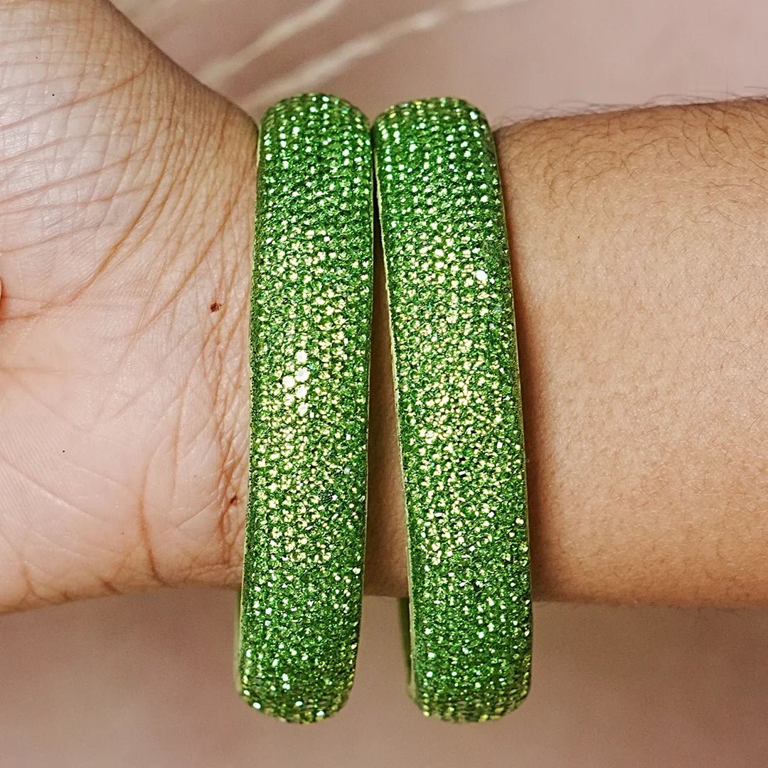 Luxury Glitter Glass Kada Bangles for Women & Girls (Pack of 2)