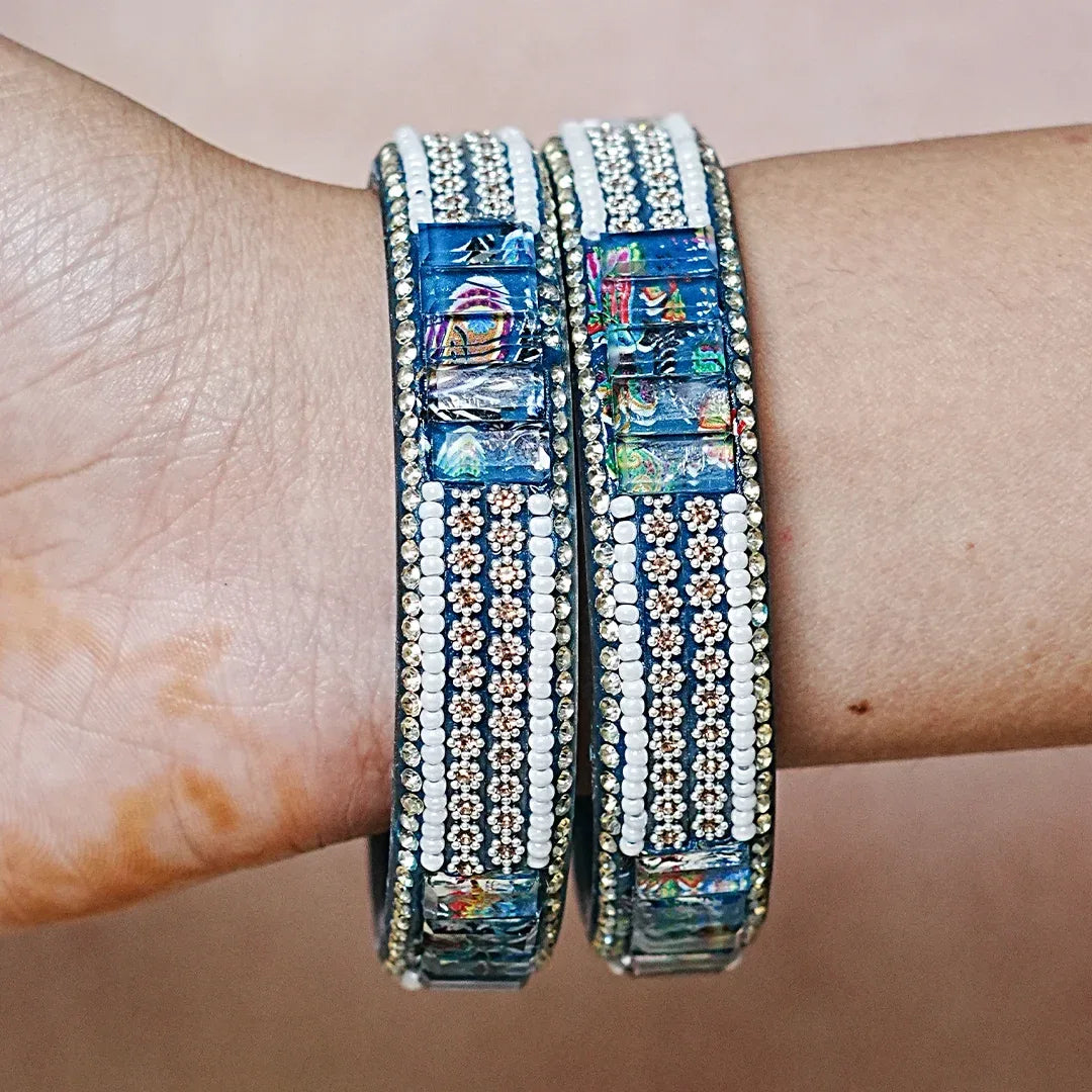Women’s Glass Kada Bangles (Pack of 2) - The Golden Cascade