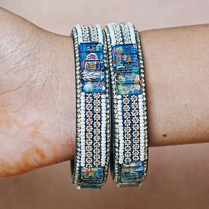 Women’s Glass Kada Bangles (Pack of 2) - The Golden Cascade