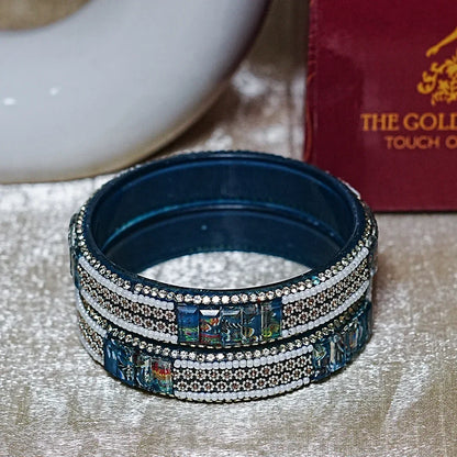 Women’s Glass Kada Bangles (Pack of 2) - The Golden Cascade