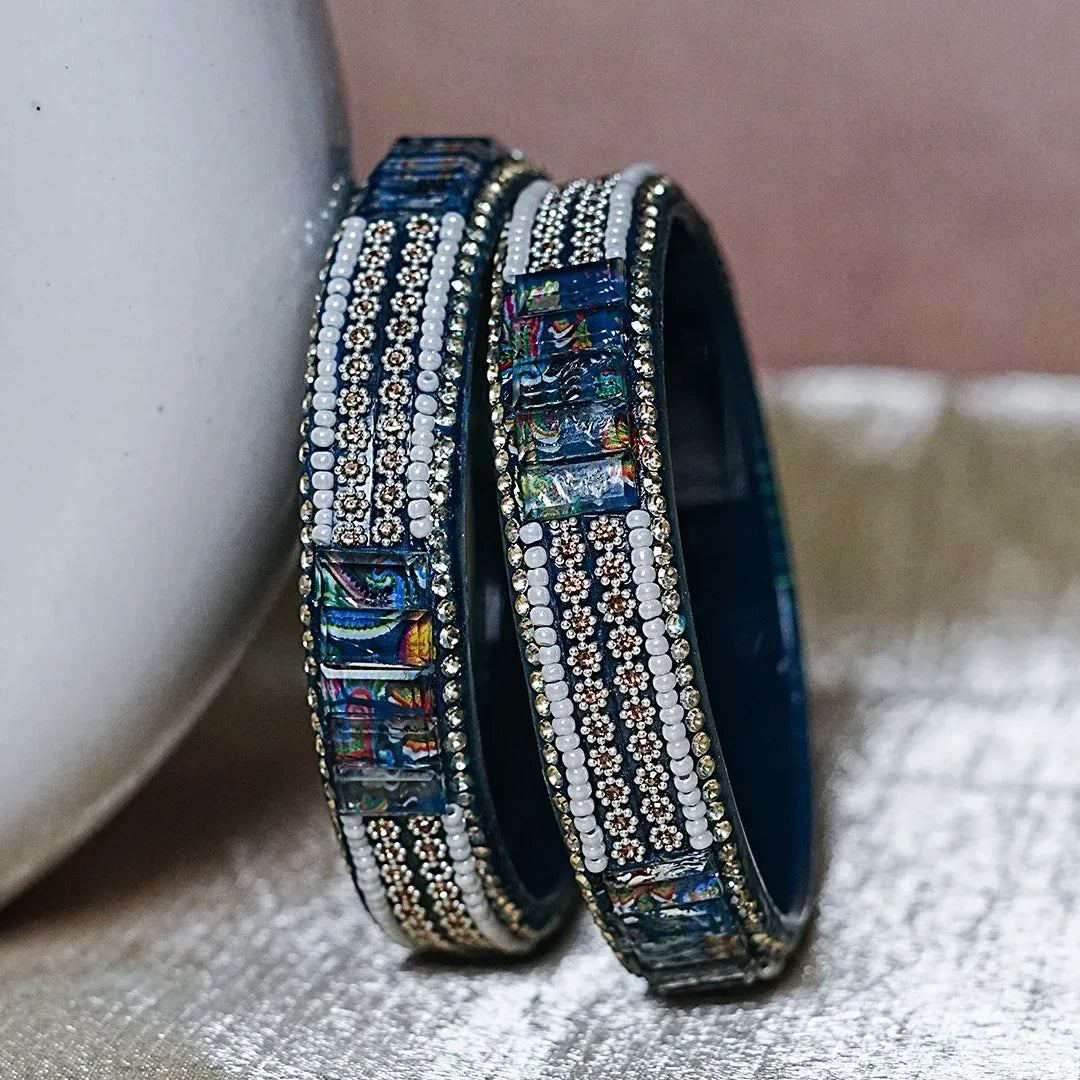 Women’s Glass Kada Bangles (Pack of 2) - The Golden Cascade
