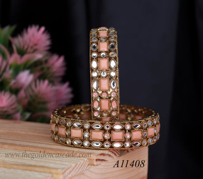 Premium Kundan Work Metal Kada For Women (Pack of 2)