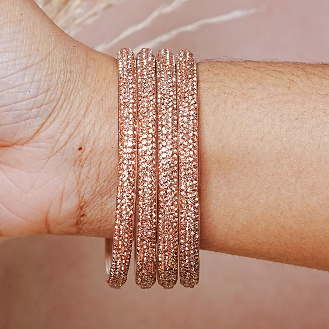 Handmade Designer Beads Work Glass Kada Bangles for Women & Girls (Pack of 4)