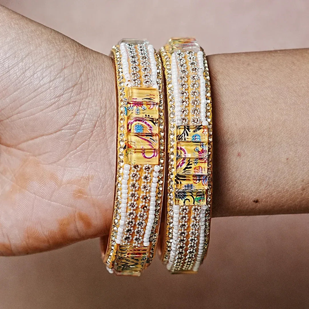 Women’s Glass Kada Bangles (Pack of 2) - The Golden Cascade