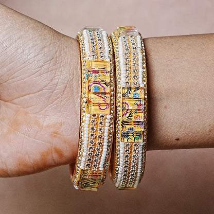 Women’s Glass Kada Bangles (Pack of 2) - The Golden Cascade