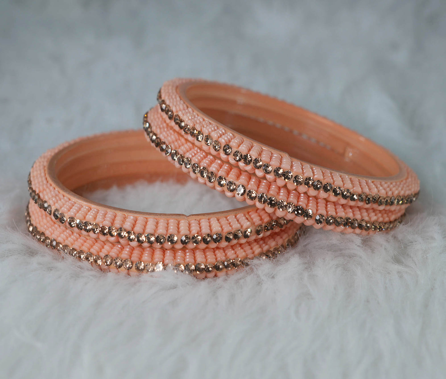 Glass Kada for Women & Girls Beads Studded Bangles for Ladies (Pack of 4 Kada)