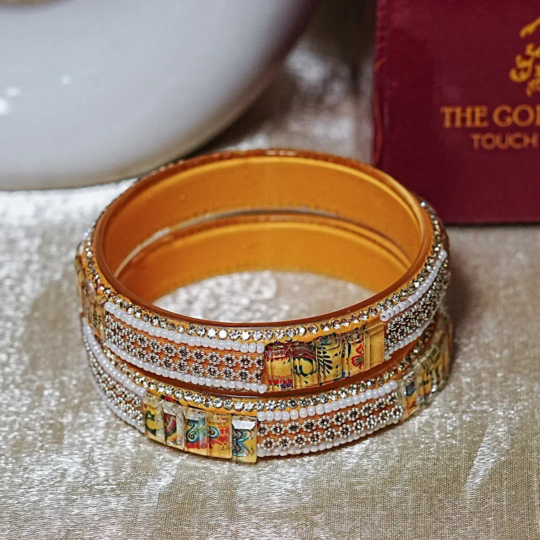 Women’s Glass Kada Bangles (Pack of 2) - The Golden Cascade