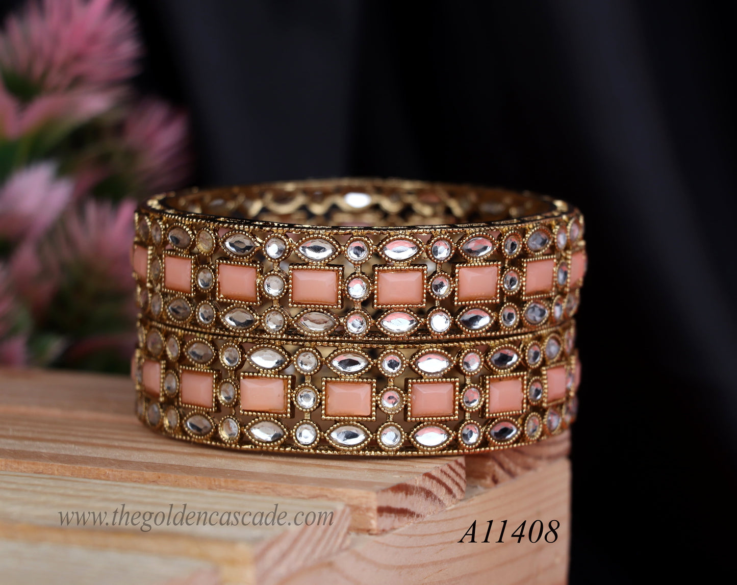 Premium Kundan Work Metal Kada For Women (Pack of 2)