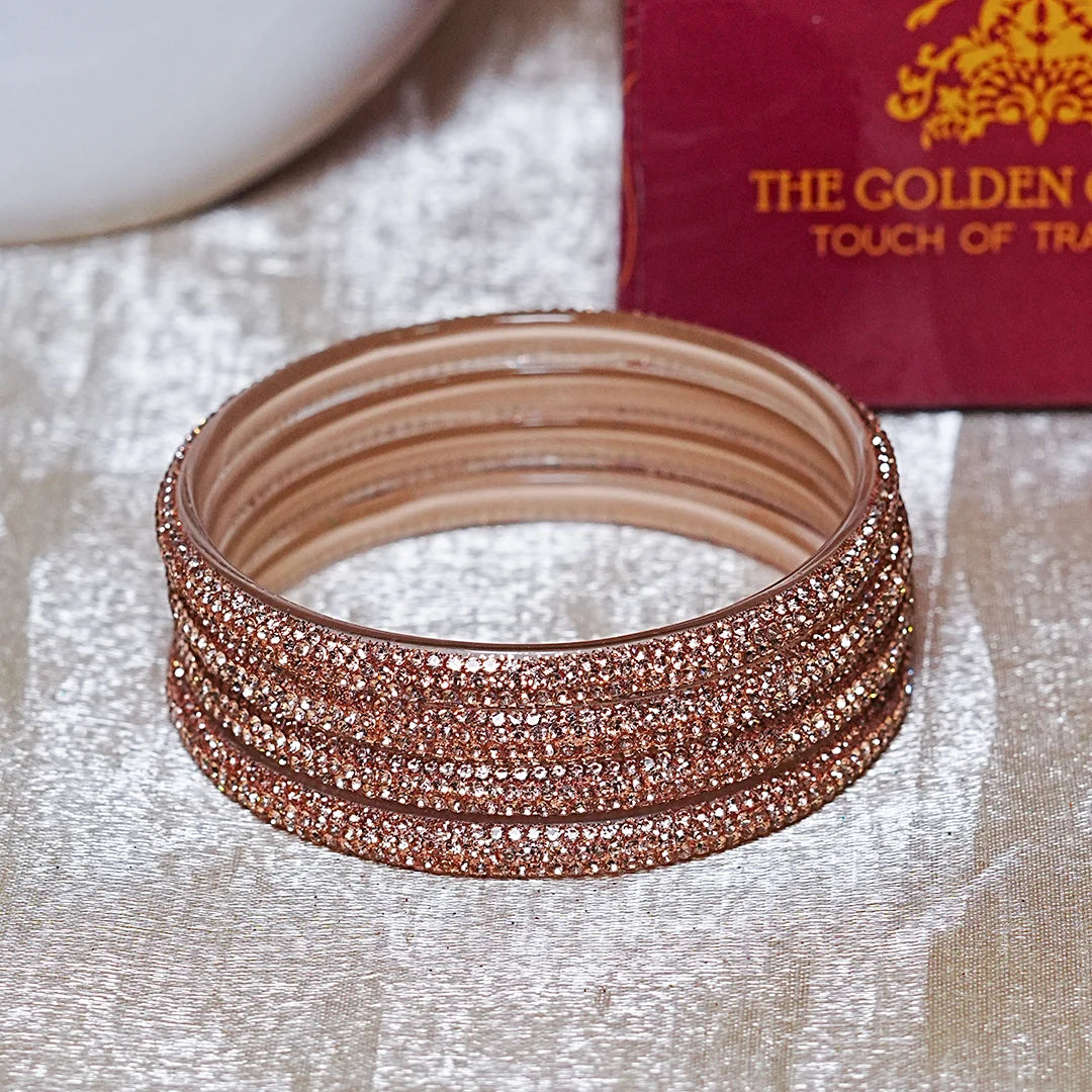 Handmade Designer Beads Work Glass Kada Bangles for Women & Girls (Pack of 4)