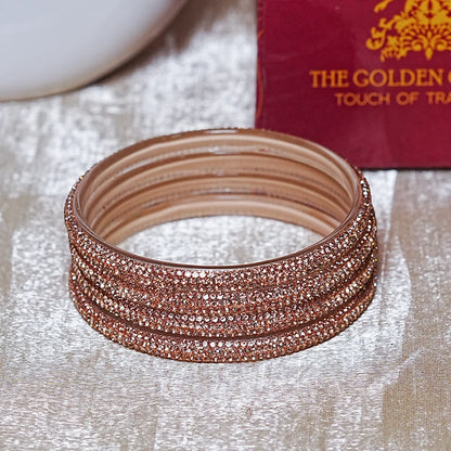 Handmade Designer Beads Work Glass Kada Bangles for Women & Girls (Pack of 4)