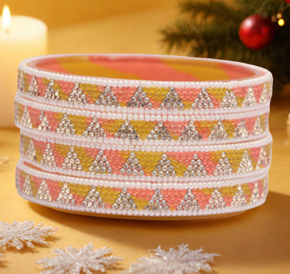 Handmade Multicolor Shade Glass Kada for Women & Girls (Pack of 4)