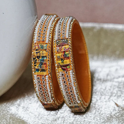 Women’s Glass Kada Bangles (Pack of 2) - The Golden Cascade