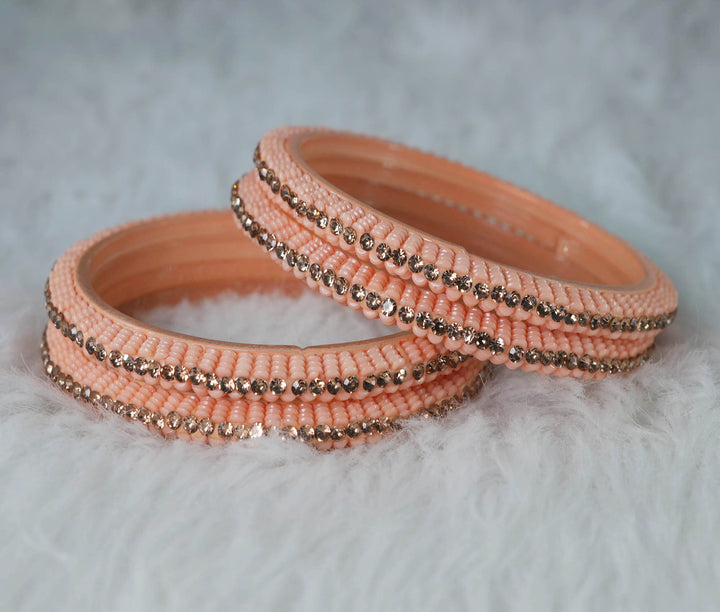 Glass Kada for Women & Girls Beads Studded Bangles for Ladies (Pack of 4 Kada)