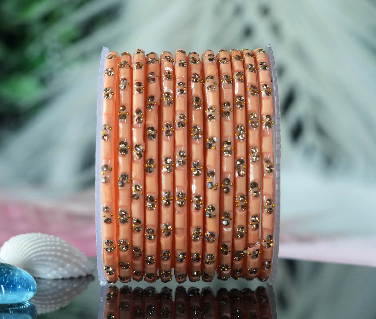 Multiple Color Glass Bangles with Beads Studded for Women & Girls (Pack of 12 Bangles)
