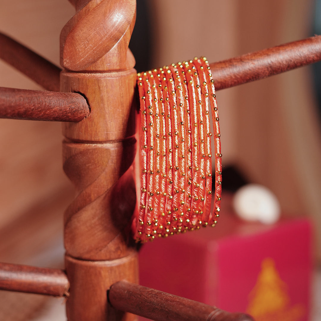 Peach Color Premium Silk Thread Bangle for Women & Girls (Pack of 12)