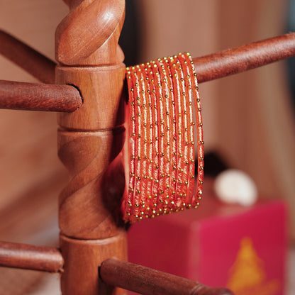 Peach Color Premium Silk Thread Bangle for Women & Girls (Pack of 12)