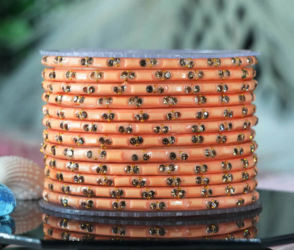 Multiple Color Glass Bangles with Beads Studded for Women & Girls (Pack of 12 Bangles)
