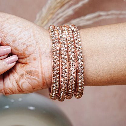 Traditional Indian Glass Kada Bangles Set with Beads Studded for Women & Girls (Pack of 4)