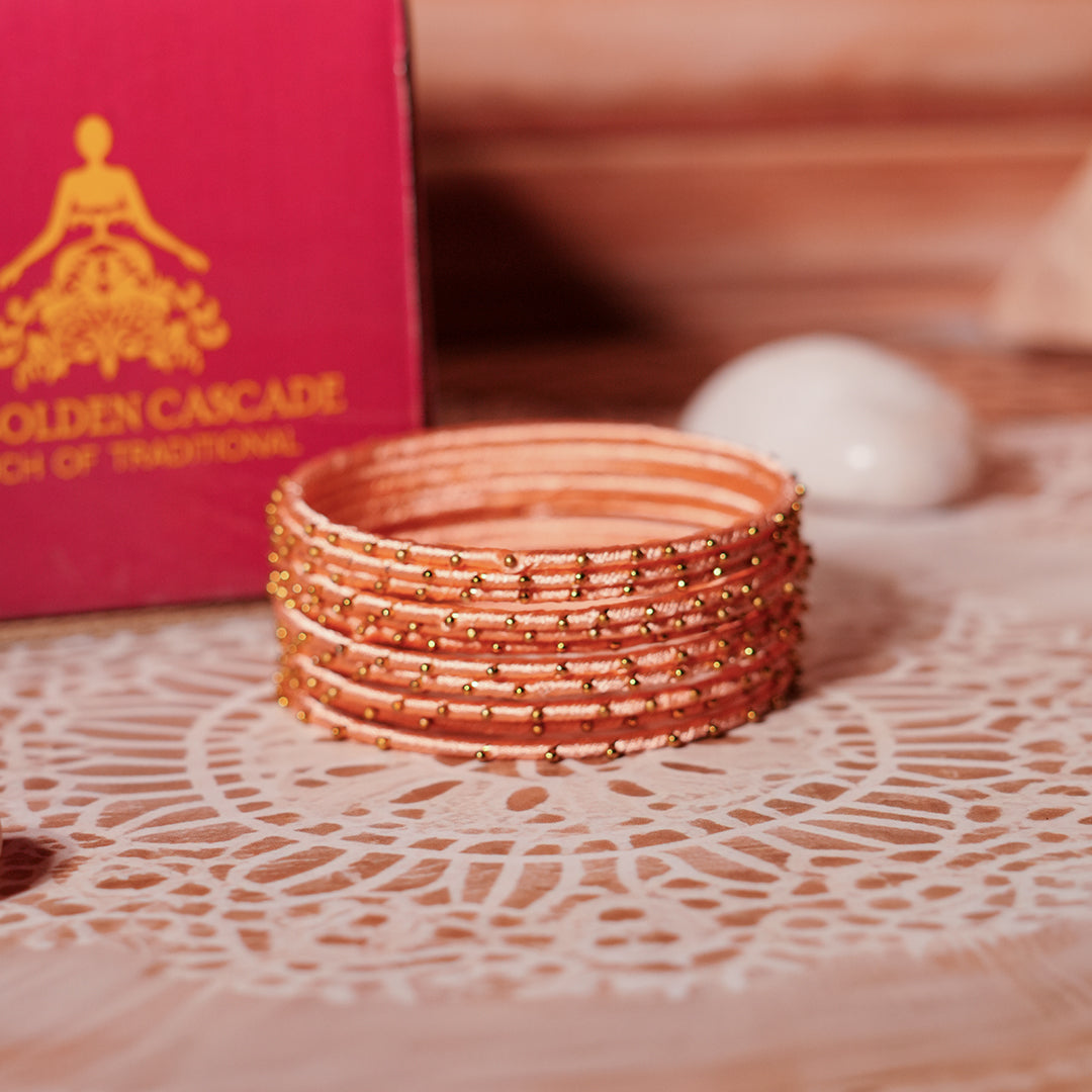 Peach Color Premium Silk Thread Bangle for Women & Girls (Pack of 12)