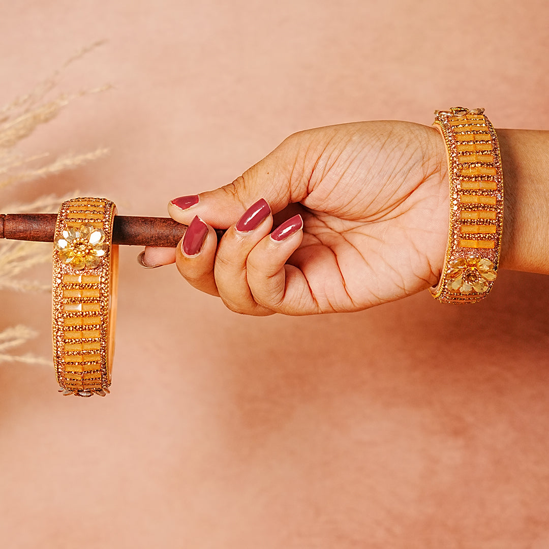 Glass Kada for Women & Girls – Elegant Flower Design (Pack of 2 kada)