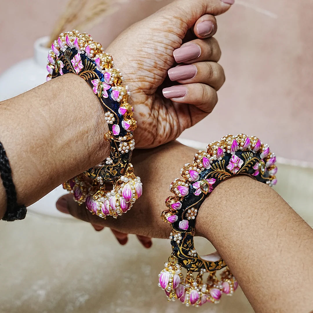 Traditional Rajwada Jadau Kada Bangles for Women (Pack of 2)