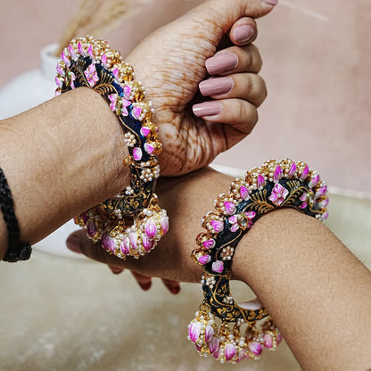 Traditional Rajwada Jadau Kada Bangles for Women (Pack of 2)