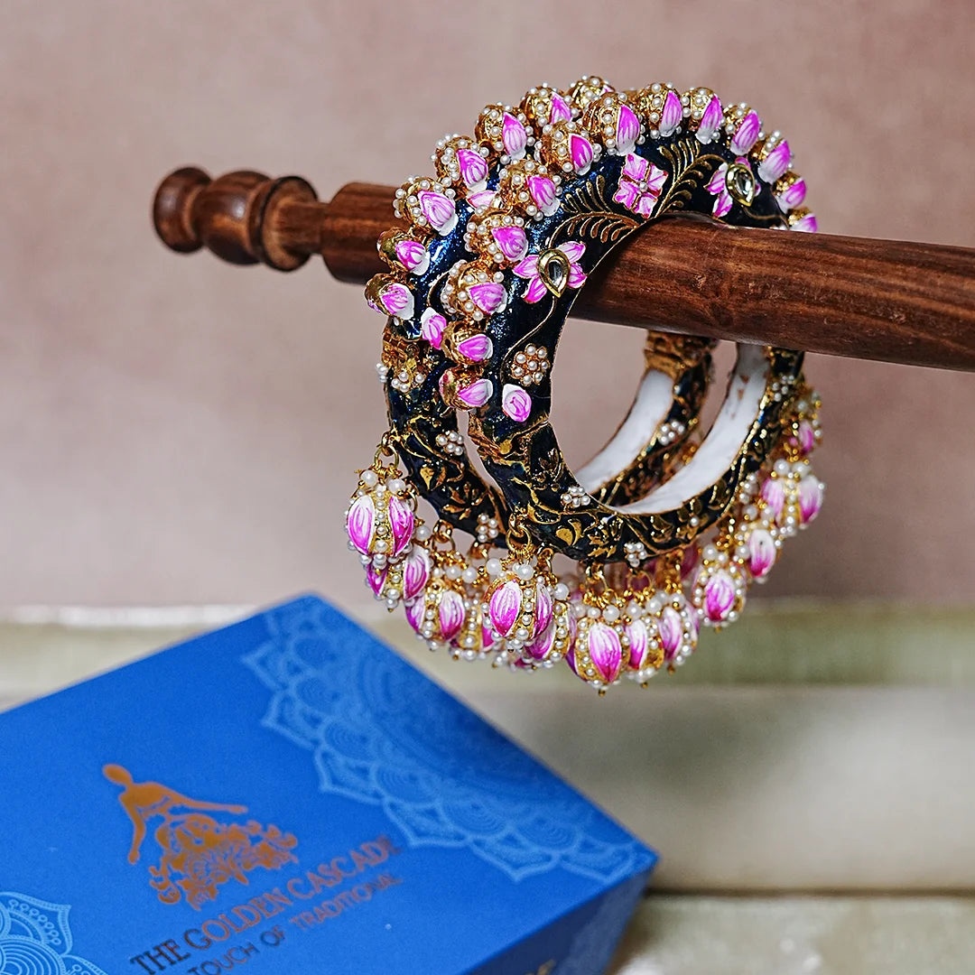 Traditional Rajwada Jadau Kada Bangles for Women (Pack of 2)