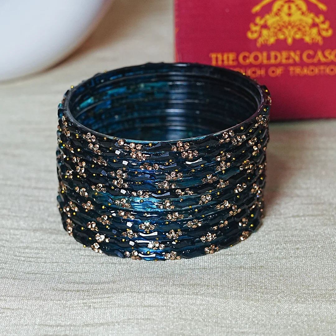 Designer Beads Work Glass Bangles for Women (Pack of 12 Bangle)