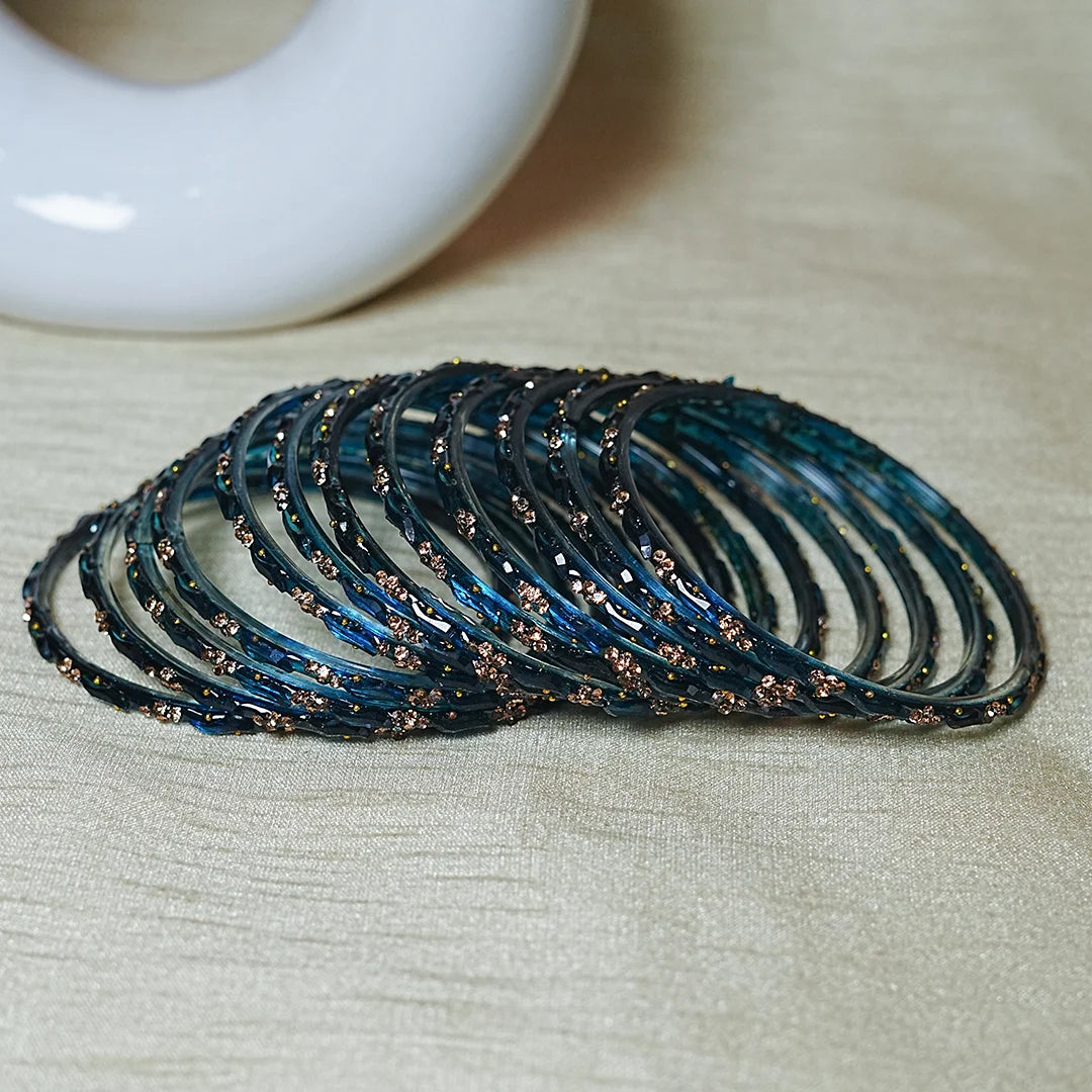 Designer Beads Work Glass Bangles for Women (Pack of 12 Bangle)