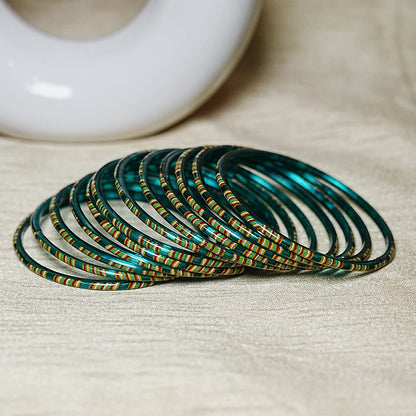 Women’s Printed Glass Bangles – Shiny & Smooth Finish (Pack of 12)
