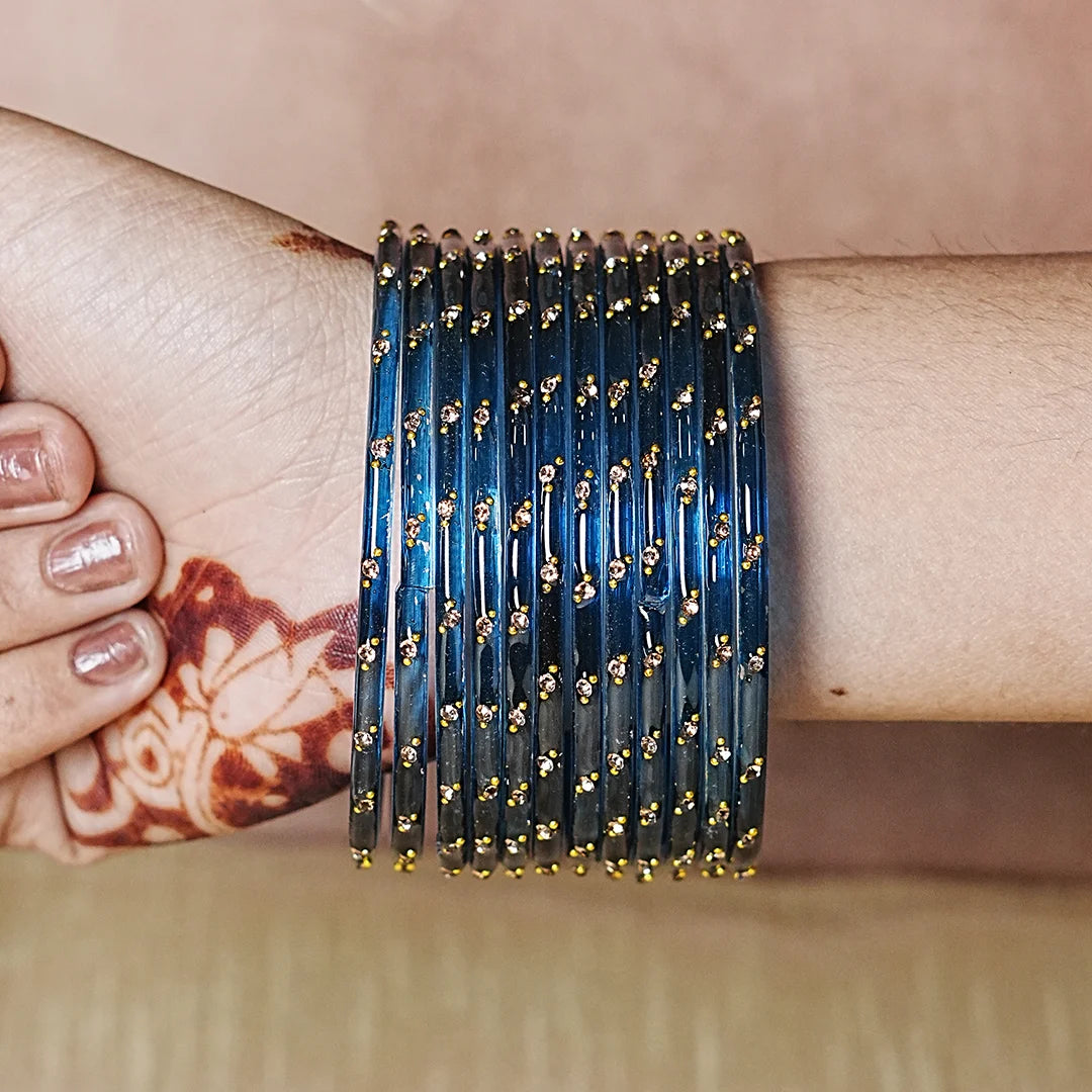 Traditional Lightweight Glass Bangles for Women (Pack of 12)