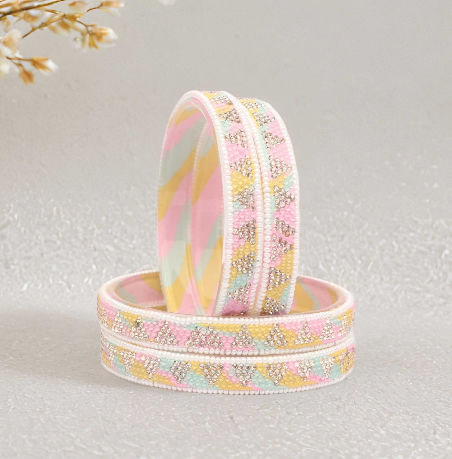 Handmade Multicolor Shade Glass Kada for Women & Girls (Pack of 4)