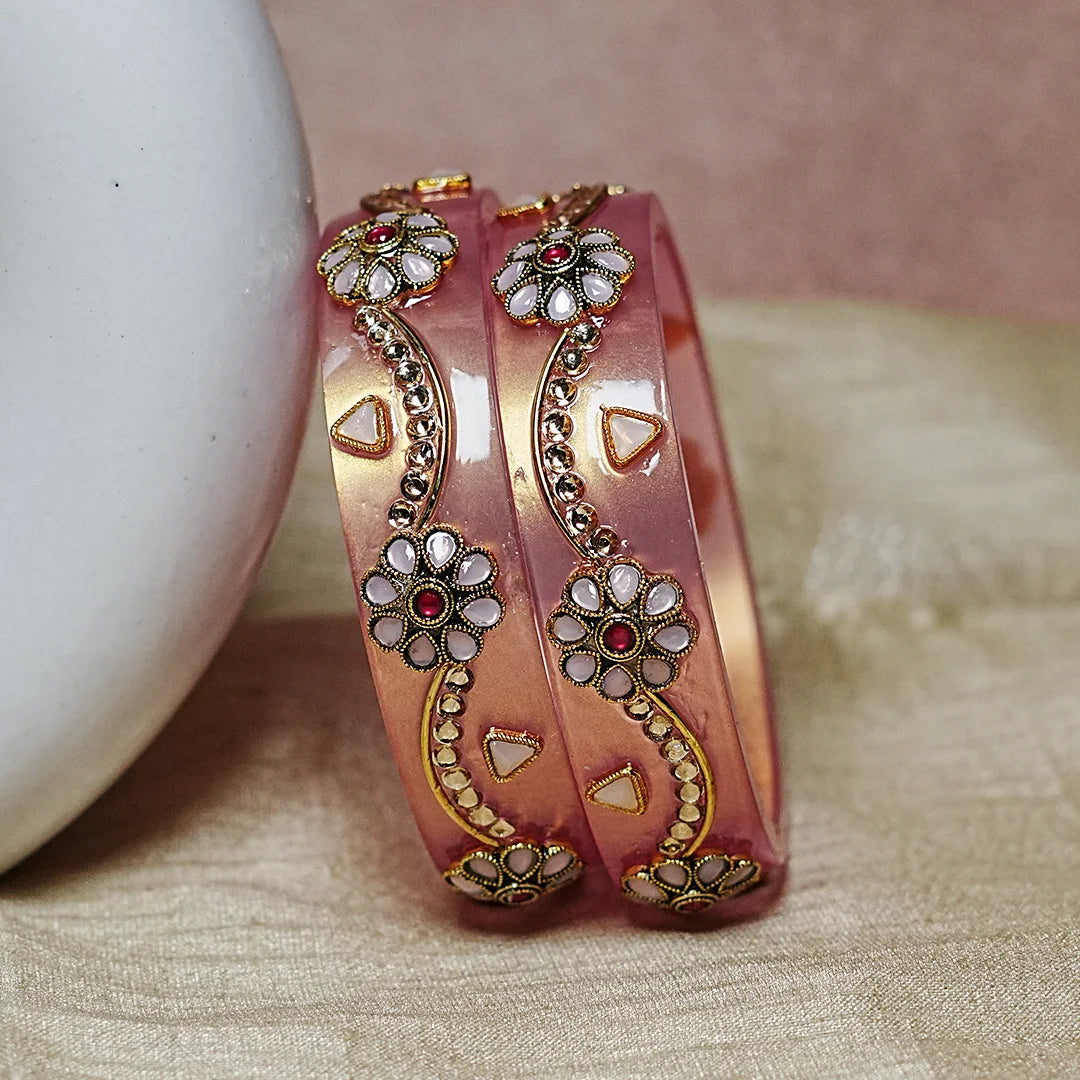 Premium Acrylic Kada Bangle for Women - Lightweight Glossy Finish (Pack of 2)