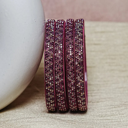 Handmade Beaded Work Glass Kada Bangles for Women & Girls (Pack of 4 Kada)